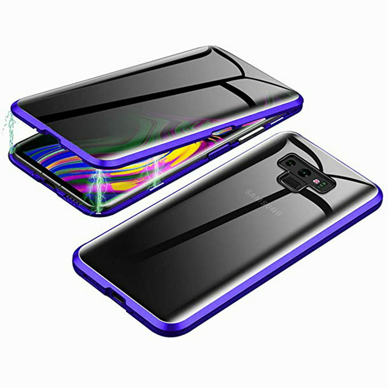 vejr slå jorden Dteck Samsung Galaxy Note 9 Case Privacy Anti-Spy Front Screen Protector  Magnetic Adsorption Metal Case Double Sided Tempered Glass Cover Full Body  Protective Case, Blue - Walmart.com