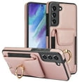 thumbnail image 3 of For Samsung Galaxy S21 Wallet Case with Card Holder, 360°Rotation Ring Holder Kickstand, 4 Card Slots PU Leather Case, RFID Blocking Magnetic Clasp Protective Cover,Rosegold, 3 of 16
