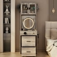 thumbnail image 3 of Zimtown Makeup Vanity Desk with Lighted Sliding Mirror for Small Space, Compact Mini Corner Vanity Set Dressing Table - Charging Station for Women, Girl Female Gift, Gray, 3 of 8