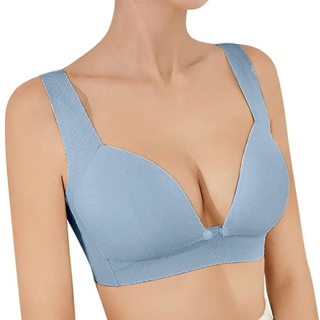 Pavied Nursing Bras Push Up Bra Front Closure Bras Women Lace Front Button Shaping Cup Adjustable Shoulder Strap Large Size Underwire Bra Plus Size Bra Womens Bras Light Blue 2XL