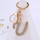 thumbnail image 2 of Llavero con 26 letras en inglés y fuente hermosa de diamantes de metal, accesorio para llaves, pequeños regalos colgantes, 2 of 6