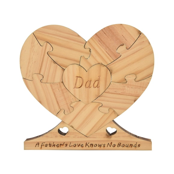 Garden Decoration, Creative Heart-Shaped Detachable Wooden Ornament for Father's Day, Card Slot