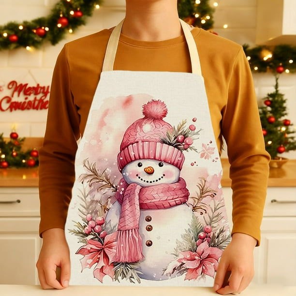 Delantal de Cocina Navideño | Delantal de Poliéster con Estampado de Papá Noel para Festivales | Tirantes Ajustables | Babero Multicolor para Cocinar En Fiestas | Regalo Decorativo para Fiestas Navid