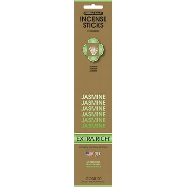 Genieco Extra Rich Incense Sticks, Jasmine Fragrance (Floral Scent), 20 Count