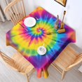 thumbnail image 2 of Yellow and Purple Tie Dye Pattern Square Tablecloth, Waterproof Wipeable Spillproof Washable Table Cover for Home Kitchen Party and Daily Decor 42"x42", 2 of 4