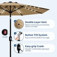 thumbnail image 3 of Emorefun 9ft Patio Umbrellas, Large Outdoor Umbrella with 32 Solar Powered LED Lights and Tilt & Crank Mechanism for Poolside, Deck, Tan, 3 of 8
