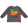 thumbnail image 3 of Inktastic Eat Sleep Trains Repeat Boys or Girls Long Sleeve Toddler T-Shirt, 3 of 5
