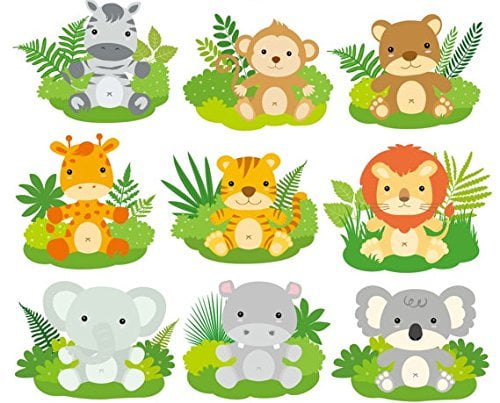 30 JUNGLE ANIMAL Childrens Birthday Party Toppers Edible Paper 
