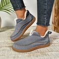 thumbnail image 2 of Mepaouo Womens Winter Work Boots Suede Fleece Lined Snow Ankle Booties Slip on Walking Loafers Flats Shoes, 2 of 8