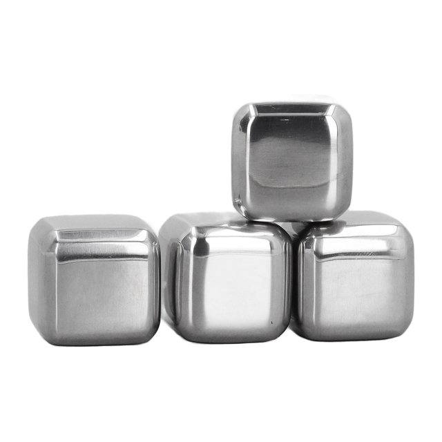 Cubos de Hielo de Metal, Fácil de Almacenar 4 piezas reutilizables Cubos de Hielo de acero inoxidable duradero para cereza para hombres
