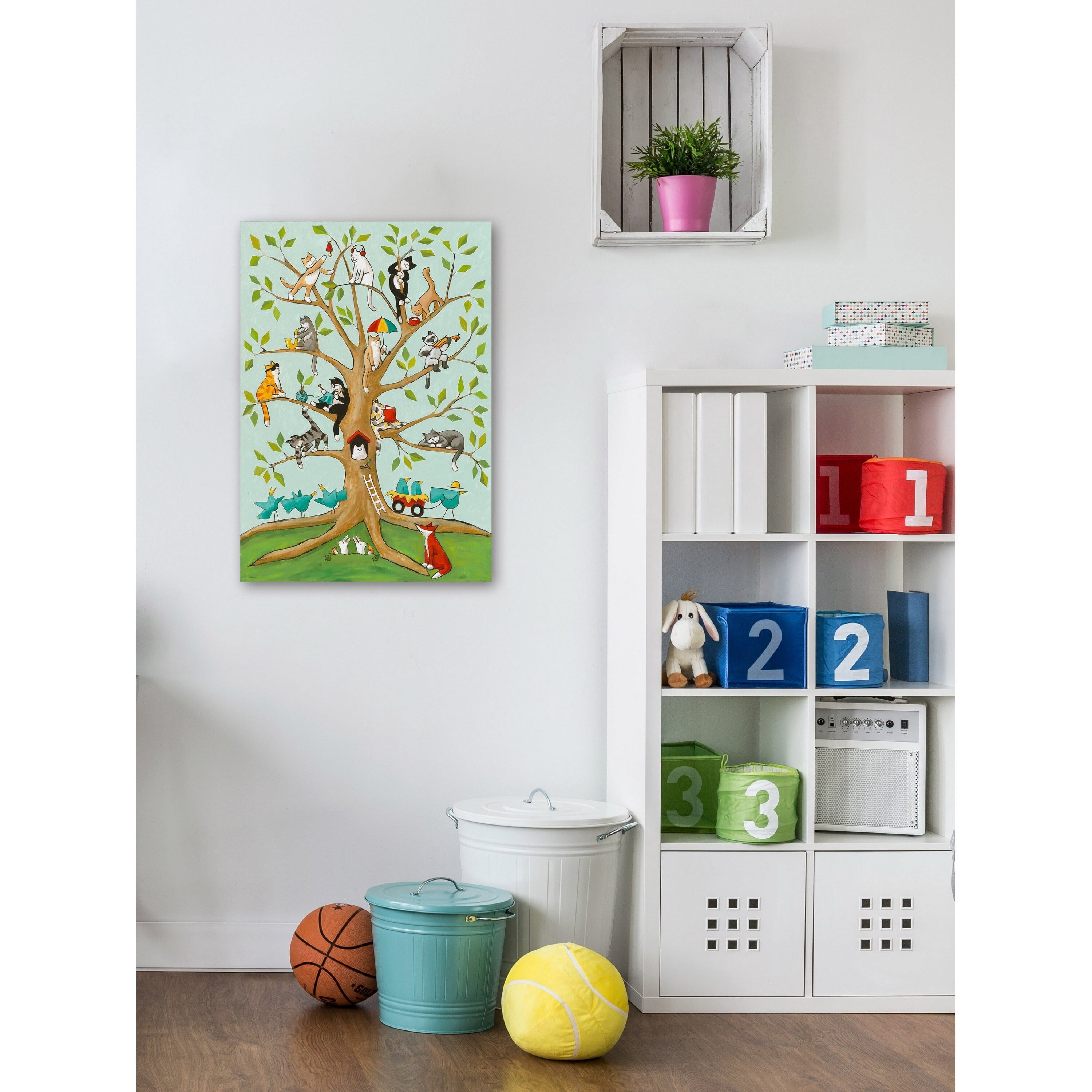 Marmont Hill "Cats up a Tree" by Janet Nelson Painting Print on Wrapped Canvas