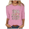 thumbnail image 2 of Lilgiuy 100 Days of School Shirts for Women,3/4 Sleeve Shirts for Women Colorful Letter Print Tees Blouses Kindergarten Teachers Tee Tops for Work Office (Pink,XL), 2 of 4