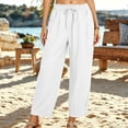 thumbnail image 2 of Womens Wide Leg Pants Drawstring Loose Baggy High Waisted Barrel Pants Summer Lounge Trousers with Pockets, 2 of 5