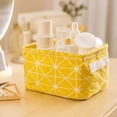 thumbnail image 5 of Linnome Linen Cotton Desktop Storage Basket Fresh Fabric Organizer Box Foldable Small Sundry Holder for Bedroom Vanity Living Room Countertop Tidying, 5 of 7
