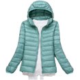 thumbnail image 3 of Chaqueta de plumón para mujer, talla grande, chaqueta de plumón ligera y plegable con capucha para otoño e invierno, 3 of 5
