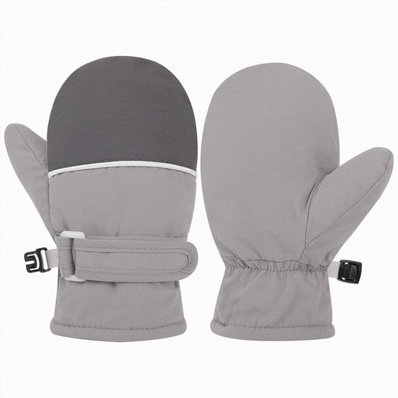 CAICJ98 Kids Waterproof Snow Mittens Ski Gloves Toddler Baby Fleece Lined Winter Warm Gloves for Boys Girls 6-24 Months,Light Gray