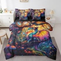 Erosebridal Cartoon Dragon Bedding, Woodland Plant Bed in a Bag, Animal Reversible Bed Set, Super Cozy Bedroom Decorative, 7-Piece