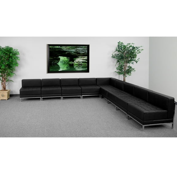 BizChair Black LeatherSoft Sectional Configuration, 9 Pieces