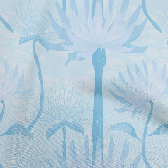 oneOone Velvet Light Blue Fabric Tropical Plants Dress Material Fabric Print Fabric By The Yard 58 Inch Wide