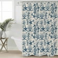 thumbnail image 2 of Coastal Ocean Shower Curtains for Bathroom Waterproof Fabric Bath Curtains Decor Bath Tub Curtain Vintage Seahorse Starfish Coral Decorative Shower Curtain Sets with 12 Hooks, 72x72 Inch, 2 of 6