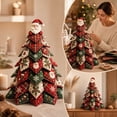 thumbnail image 3 of Christmas Patchwork Fabric Tree DIY Craft Kit,Plaid Quilted Tabletop Mini Tree Making Set With Doll Topper,Handmade Decor For Mantel,Table,Winter Holiday Home Decor A-Santa Claus, 3 of 7