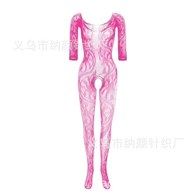 Pink Temptation New One-Piece One-Piece Fishnet Clothes Big Dragon Pattern Open-Off Sexy Lingerie W088