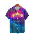 thumbnail image 1 of Wancir Chemises pour Hommes en Solde, Chemise Décontractée Imprimée Hanukkah à Manches Courtes, Boutonnée, Col à Revers, 1 of 5