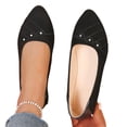 thumbnail image 4 of Miluxas Women's Rhinestone Studded Ballet Flats, Pointed Toe Slip-On Comfortable Casual Work Dress Shoes Black 7.5(40), 4 of 9