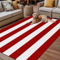 thumbnail image 2 of Fsddascl Red Stripes Outdoor Rug for Patio/Deck/Porch, Non-Slip Large Area Rug 5 x 8 Ft, Simple Red White Texture Indoor Outdoor Rugs Washable Area Rugs, Reversible Camping Rug Carpet Runner, 2 of 5