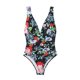 thumbnail image 1 of Conjunto de bikini dividido con estampado de contraste de pecho alto sexy para mujer Conjuntos de traje de baño de una pieza Fridja  nalpqowj61863, 1 of 3