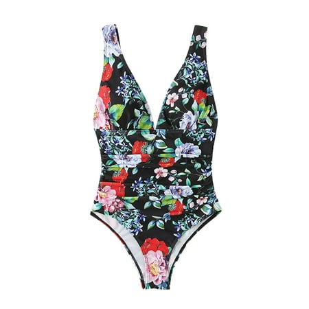 

VKEKIEO One-Piece Swimsuit Sport Bra Style Soft Cup Black M