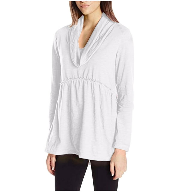 FAIWAD Hauts pour Femmes Chemises Babydoll à Manches Longues Tendance Blouse Décontractée Habillée Col Bénitier Peplum