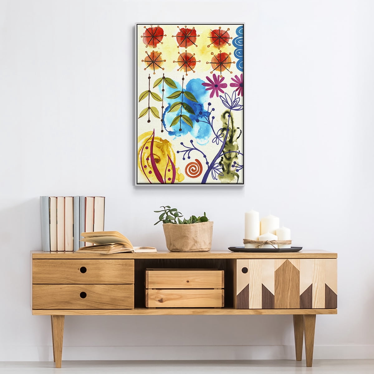 Flower Power II Framed Premium Gallery Wrapped Canvas - Ready to Hang - 17 x 25 - White Floating Frame