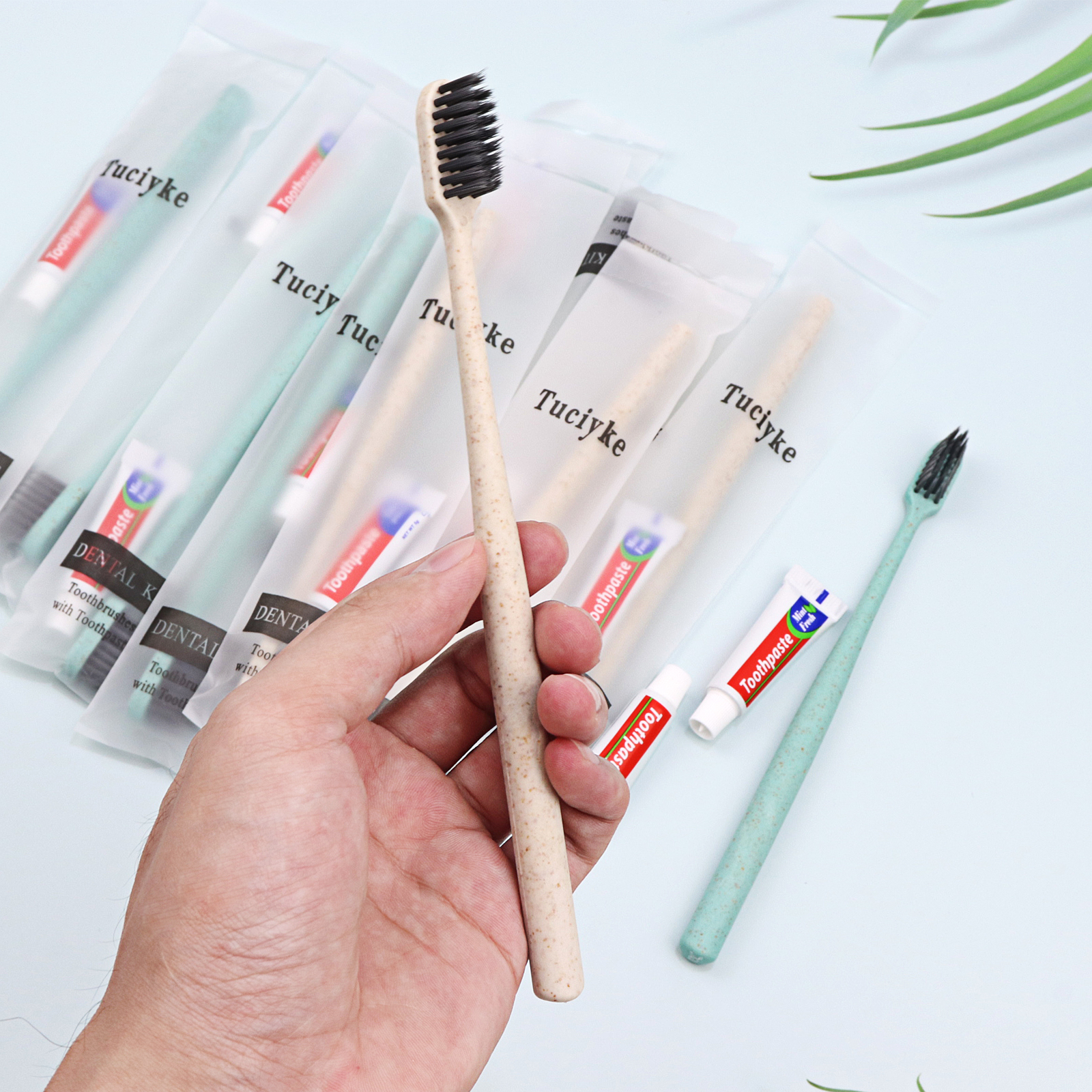 Disposable Toothbrush with Toothpaste Pack of 120,Individually Wrapped Manual Travel Toothbrush Kit in Bulk Toiletries for Adults,Kids,Hotel,Charity,Homeless,Nursing Home(Apricot+Green)
