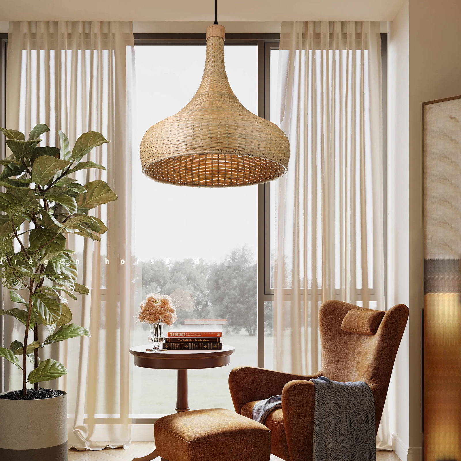 Arturesthome Handmade Bamboo Pendant Lighting Weaving Natural Bamboo ...