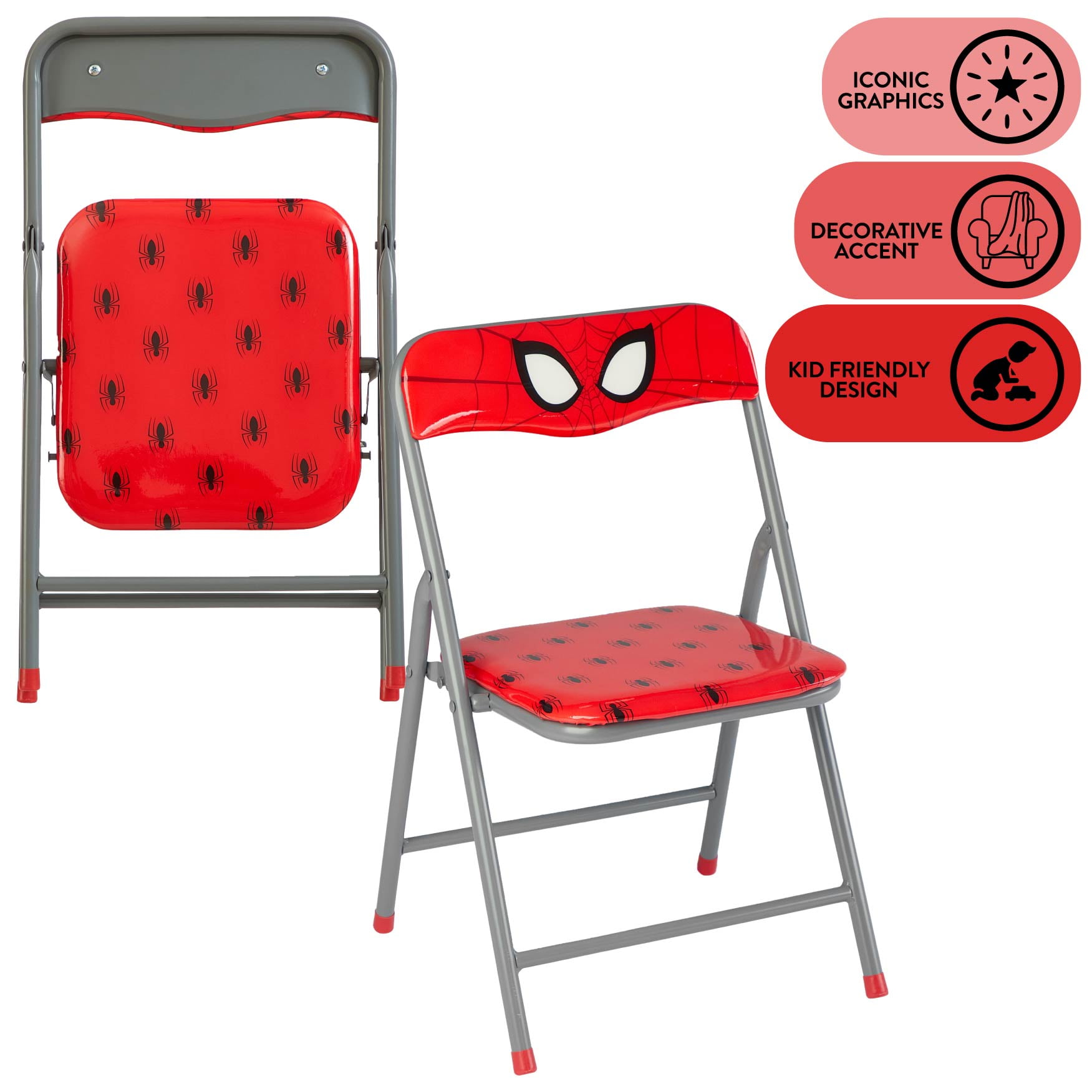 Marvel Spiderman Kids' 3-Piece Table and Chairs Set, Red