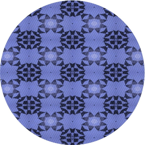 Ahgly Company Machine Washable Indoor Round Transitional Sky Blue Area Rugs, 5' Round