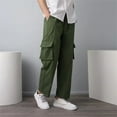 thumbnail image 4 of Dpytoraw Men's Oversized Pocket Drawstring Straight Leg Work Pants Outdoor Jogging Pants Green, 4 of 5