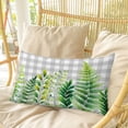 thumbnail image 4 of Spring Leaves Pillow Covers, Linen Long Throw Pillow Case, Pastoral Garden Botanical Gray Plaid Holiday Pillow Protector Decorative Cushion Cover for Living Room/Bedroom 16" x 24", 4 of 8