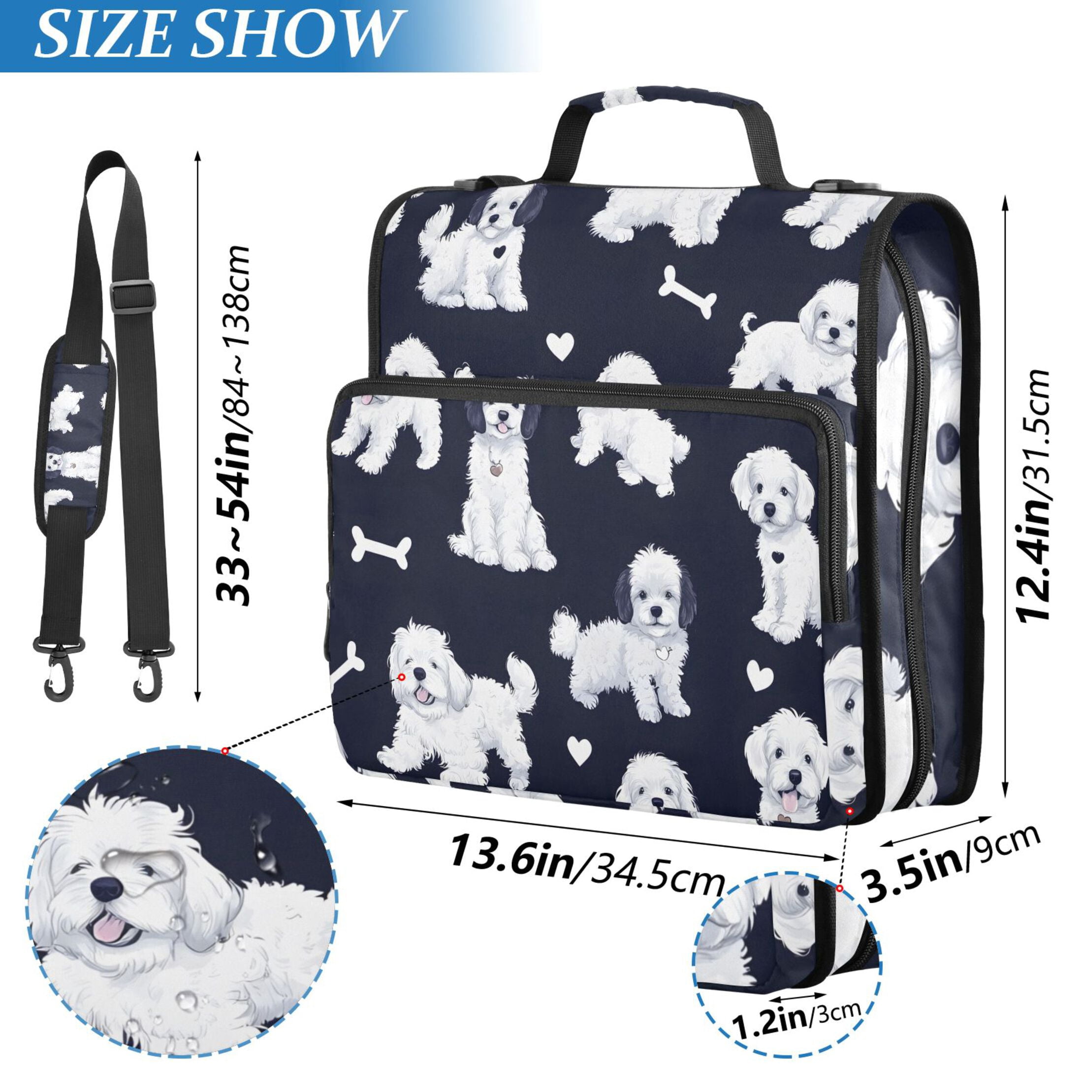 ALAZA Zipper Binder Puppy Bones 3 Ring Trapper Keeper File Folder Organizer Bag