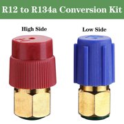 FUYGRCJ 2 Pack R12 R22 to R134a Adapters R12 to R134a Retrofit Kit with High/Low Side Fitting Conversion Kit 1/4in SAE to 7/16in UNF Fit for Car Air Conditioner Refrigerant