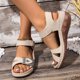 thumbnail image 5 of Bmisegm Ladies Summer Retro Love Colour Blocking Thick Bottom Large Size Slope Heel Sandals Sandals Women Summer White 7.5, 5 of 9