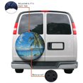 thumbnail image 4 of KAKALAD Tropical Beach Ocean Sea Palm Tree 05 Spare Tire Cover Universal Vehicle Accessories Buckle Car Tools 16”in, 4 of 6