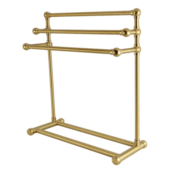 Kingston Brass SCC8237 Maximilien 28" Freestanding Pedestal 3-Tier Towel Rack, Brushed Brass