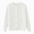 thumbnail image 2 of Cdudpw Girls' Long Sleeve Knitted Cardigan Kids Button Closure Shrug Sweaters Cropped Jacket Tops(M242-White), 2 of 8