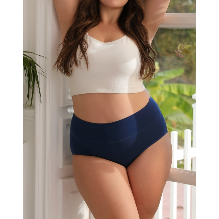 INNERSY Women's Plus Size XL-5XL Cotton Underwear High Waisted Briefs  Panties 4-Pack (2XL,Earthy Sunset)
