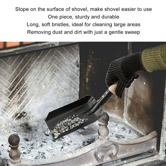 Fireplace <span Style="background:red"></span> Removal Set: Shovel, Brush  Protective Gloves For Safe Cleaning
