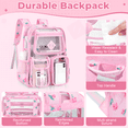 thumbnail image 4 of Large Clear Backpack Heavy Duty Stadium Approved See Through Backpack Waterproof Transparent Backpacks Clear Book Bag with Reinforced Strap for School Work Travel, Black Daisy, 4 of 7