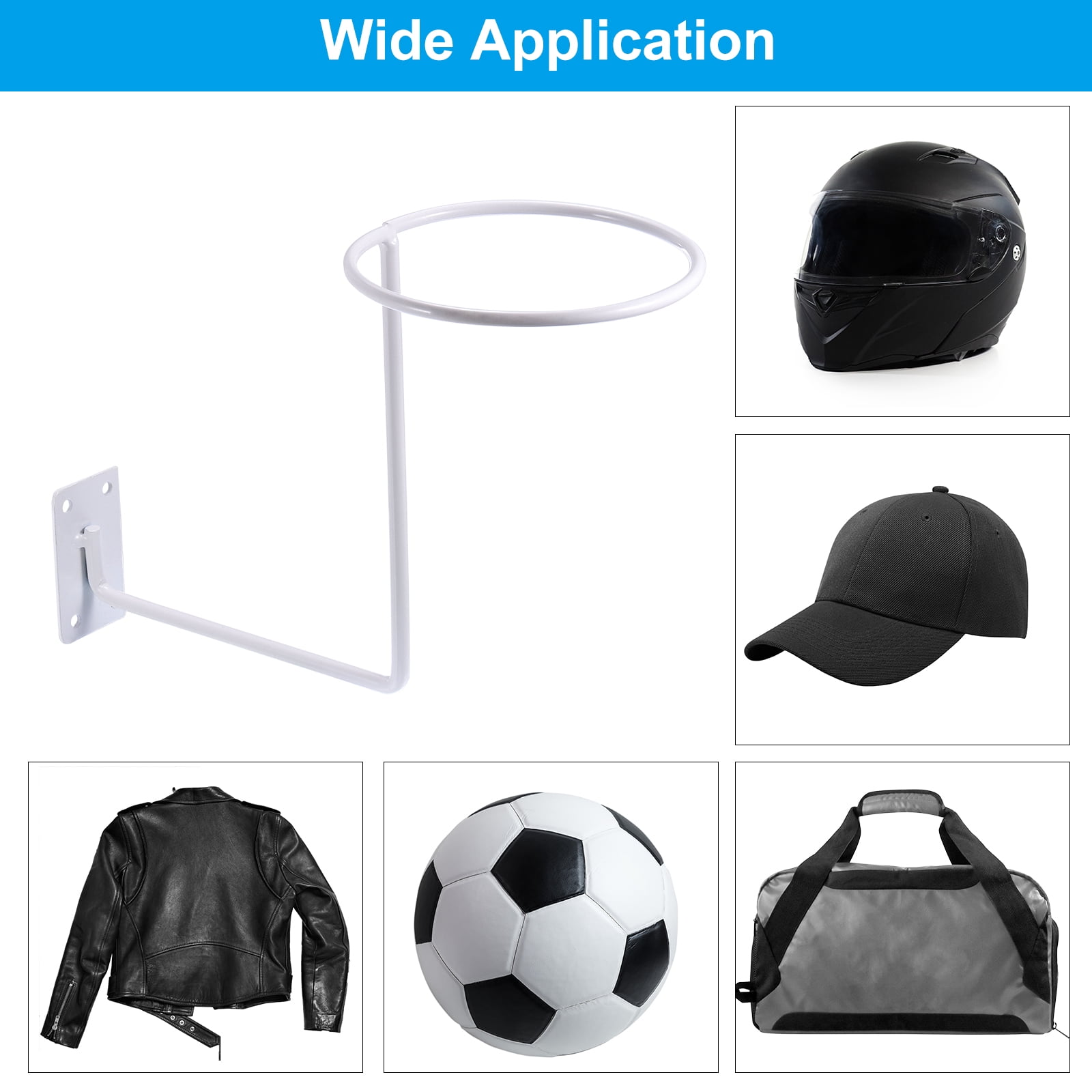 Unique Bargains Motorcycle Accessories Metal Helmet Holder Wall Mount for Helmet White