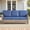 Blue, variant on Giantfurnni Patio Sofa Outdoor Rattan Deep Seat Furniture Wicker 3-Seat Sofa with 5" Thick Cushions for Porch Balcony Garden, Blue